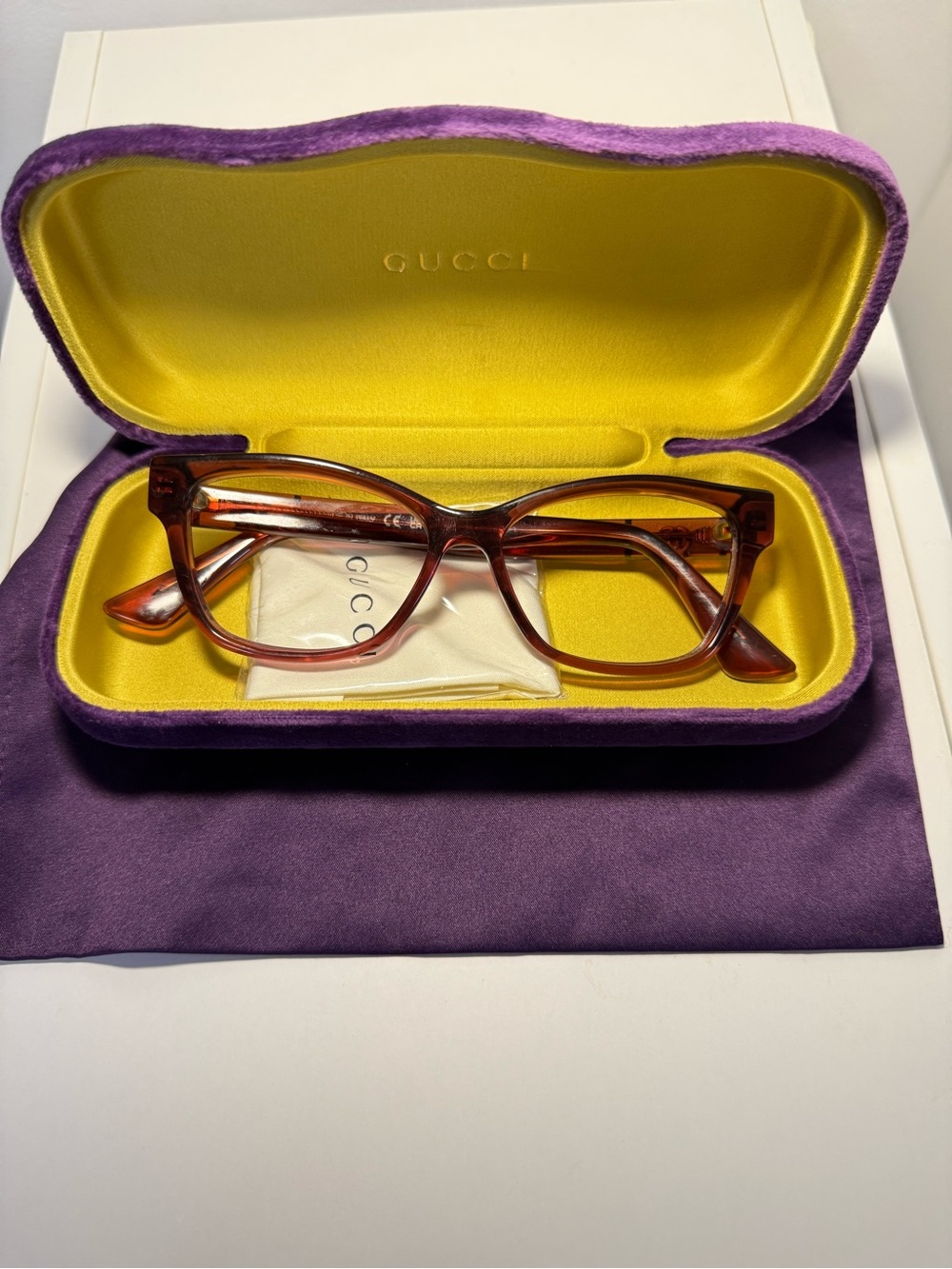 Gucci GG0634O Transparent Pink Cat Eye Glasses Frames Office Siren Made Italy
